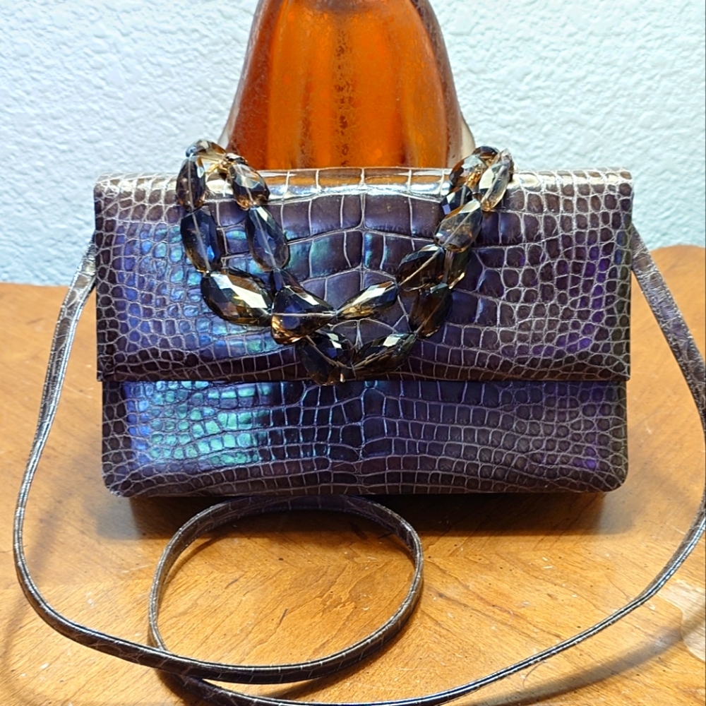Darby Scott Necklace Handbag, Crocodile Leather Vintage.